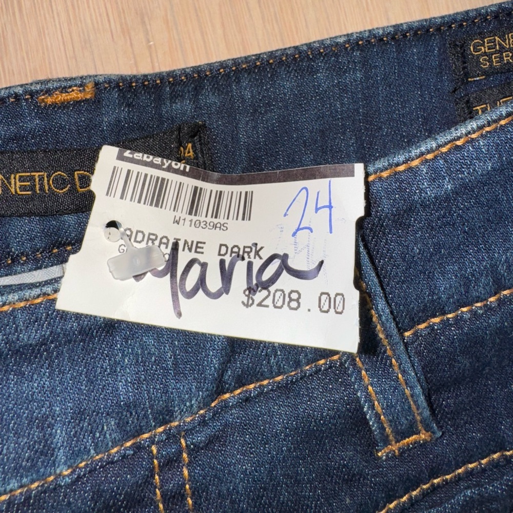 Genetic Denim The Adriane Mid-Rise Quilted Bell Jeans Dark Seafoam Size 24 NWT - Picture 8 of 10
